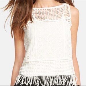 Ralph Lauren white crochet tank top with fringe